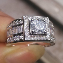 Роскошные брендовые большие фианит AAAA кольцо мужские ювелирные изделия винтажные мужские кольца перстни серебряные свадебные кольца для мужчин R1110 2024 - купить недорого