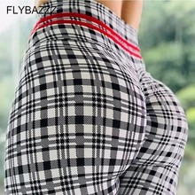 2019 Female Sexy Plaid Yoga Pants Sport Leggings Push Up Slim Fit Woman Capri High Waist Gym Clothing Athletic Pencil Trousers 2024 - buy cheap