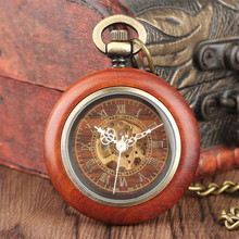 Luxury Wooden Mechanical Pocket Watch Automatic Self-Wind Pendant Watch Open Face Fob Pocket Clock Special Gifts for Men Women 2024 - buy cheap