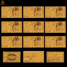 10 шт./лот 10 евро мировая сувенирная валютная бумага, золотые банкноты, лидер продаж, позолоченные бумажные деньги, коллекция и деловые подарки 2024 - купить недорого