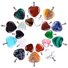 20 Pieces Heart Shape Stone Pendants Chakra Beads DIY Crystal Charms, 2 Different Sizes, Assorted Color 2024 - buy cheap