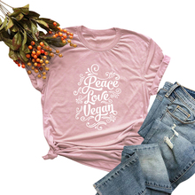 Casual Women Cotton T-Shirt Peace Love Vegan Letter Print camisetas mujer 2019 Short Sleeve O-Neck Loose Summer Tee Shirt Tops 2024 - buy cheap
