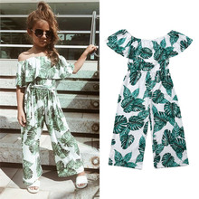 2019 Kids Baby Girl Romper Leaves Print Jumpsuit Sunsuit Ruffles Off Shoulder Summer Outfits Clothes 2024 - buy cheap