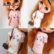 Cute Girl Doll Printing Long T-Shirt Short Sleeve for 1/6 Blythe Doll Dress Up Accessory 2024 - buy cheap