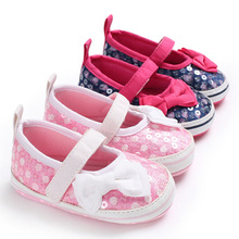 Zapatos de primeros pasos para bebé niña, Nudo de mariposa, lentejuelas brillantes, decoración con lazo, suave 2024 - compra barato