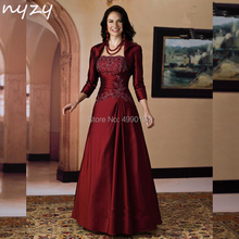 NYZY M36 Burgundy Mother of the Bride Groom Dresses 2 Piece Outfits Suits with Jacket Bolero Party Formal Dress Women Elegant 2024 - buy cheap