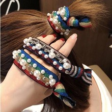 Корейский стиль Ширина эластичные резинки для волос имитация жемчуга бисером держатель для волос Веревка повязка на голову для девочек аксессуары для волос для женщин 2024 - купить недорого