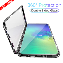 Funda magnética 360 para Samsung Galaxy s10 plus e S10e, carcasa transparente de vidrio de doble cara, carcasa trasera dura, carcasa protectora con marco de Metal 2024 - compra barato