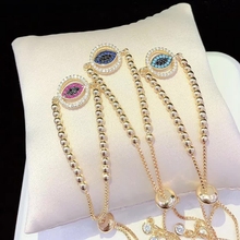6PCS ZYZ-B9873 Trendy Brand Pave CZ Eye Men Slide Chain 4mm Copper Beads Charm Bracelet Jewelry For Women 2024 - buy cheap
