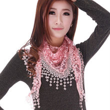 Модный ажурный кружевной шарф-Мантилья с розовыми цветами, женский шарф-накидка, шарфы 2024 - купить недорого