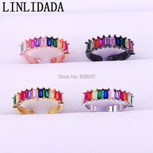8Pcs Multi color delicate rainbow cubic zirconia gold colors rings for girl women colorful beautiful ring 2024 - buy cheap