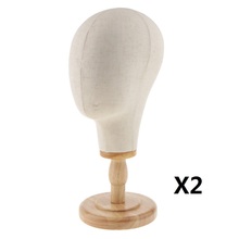 2x 21' Canvas Block Mannequin Head Wig Hat Making Glasses Holder with Stand 2024 - buy cheap