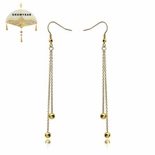 Pendientes largos de acero inoxidable para niñas, aretes circulares geométricos simples hechos a mano, aretes populares, temperamento, Color plateado, dorado 2024 - compra barato