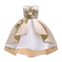 Рождественские и новогодние платья для девочек, шелковое детское платье принцессы с вышивкой для свадебной вечеринки, одежда для маленьких девочек 2024 - купить недорого