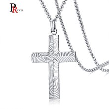High Quality Damascus Steel Cross Necklace for Men Male Prayer colar 2024 - buy cheap