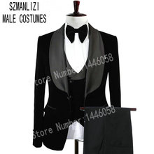 Мужской костюм Terno, черный вельветовый блейзер для свадьбы, 2019 2024 - купить недорого