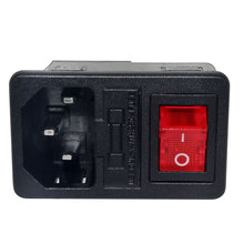 Conector de interruptor de fusible de 2500W IEC 320 C14, interruptor basculante de potencia de luz roja con enchufe de entrada de fusible 2024 - compra barato