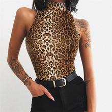 Blusas femininas sexy leopardo impressão topos feminino sem mangas topo de colheita cabresto blusa das senhoras topos e blusas 2019 das mulheres roupas 2024 - compre barato