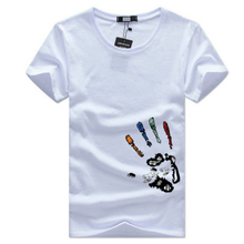 Men Cotton Handprint Tee Shirt New Summer Short Sleeve T Shirt Homme Casual O-Neck Tshirt 3XL Plus Size Tops Camisetas Hombre 2024 - buy cheap