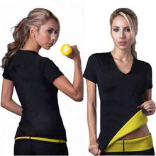 Women Hot Neoprene Bodyshaper Slimming Waist Fitness T Shirt Short Sleeve Tops Plus Size 2024 - buy cheap