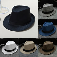 Moda verão 2019 das mulheres dos homens sólido adulto chapéu panamá palha fedora trilby boné de viagem aba larga seis cores 2024 - compre barato