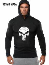 KOSMO MASA Black Skull Anime Gym Long Sleeve T Shirt Men Cotton Hooded Top Summer Casual Bodybuilding T-shirts for Men MC0339 2024 - buy cheap