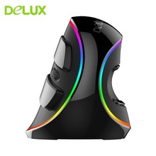 Delux M618 Plus Ergonomic Vertical Wired Mouse 4000DPI Optical Gaming Mouse 6 Buttons RGB Computer Mice With Mouse Pad For PC 2024 - buy cheap