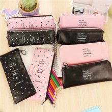 1 PC Large Capacity Colored Leather School Pencil Cases Bags Cute PU Pen Box Pouch Kawaii Gift Office Stationary Supplies 04947 2024 - buy cheap