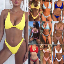 Bikini 2019 Sexy Women Solid Swimwear Brazilian Bikini Push Up Swimsuit Solid Beachwear Bathing Suit Thong Biquini Bikini Set 2024 - buy cheap