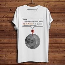 If moon was just any place and Armstrong review funny geek T-shirt men summer new short sleeve white funny Creative t shirt 2024 - buy cheap