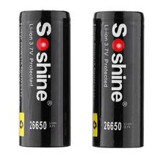 Soshine 2pcs 26650 3.7V 5500mAh Protected Rechargeable Li-ion Lithium Battery Black 2024 - buy cheap