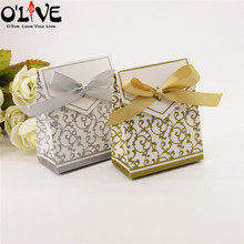 50Pcs Gold Print Gift Bag Silver Candy Box Wedding Party Favors Packaging Cardboard Boxes Sweets Birthday Bonbonniere D3 2024 - buy cheap