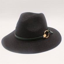 Black Panama Hats For Men Straw Sun Hats Women Beach CAPS Couple Sun Visor Hats Wide Brim Summer Fedora Jazz Cap Chapeu 2024 - buy cheap
