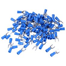 100pc Insulated Fork Spade Wire Connector Electrical Crimp Terminal 14-16AWG 5mm 2024 - buy cheap
