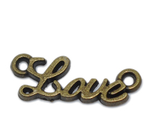 Conectores encantadores "amor" mensagem bronze antigo 8x20mm, 50 pces (b22688) 2024 - compre barato