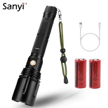 Powerful LED Tactical Flashlight 5 Modes Zoomable Focus Torch USB Rechargeable 26650 Lantern Light Safety Hammer Emergency Lamp 2024 - buy cheap