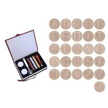 Hot Sealing Wax Clear Stamps Set 26 English Alphabets Five-petaled Flower Metal Wax Seals Delicate Stamps In Durable Box 2024 - buy cheap