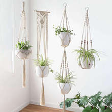 Macrame Plant Hangers - 4 Pack, In Different Designs - Handmade Indoor Wall Hanging Planter Plant Holder - Modern Boho Home De 2024 - buy cheap