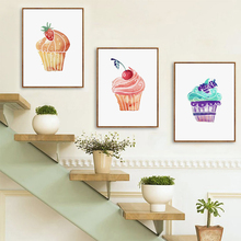 Pósteres e impresiones nórdicos de cupcakes para pared, pintura en lienzo de dibujos animados, imágenes de pared, decoración para dormitorio de niños y niñas, decoración para comedor 2024 - compra barato