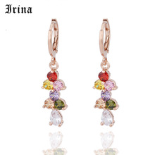 Irina 585 Multicolor AAA Zircon  Drop Earrings for women fashion jewelry earrings female Brincos Rose Gold color Earrings 2024 - buy cheap