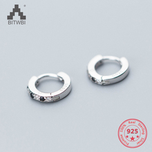 Korea Hot Style Pure 925 Sterling Silver Simple Fashion Chic Zirconia Stud Earrings Jewelry for Women 2024 - buy cheap