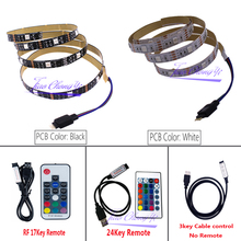 Tira de luces LED RGB DC5V 5050 60SMD/M, Kit de iluminación trasera de TV + 3key 24key IR 17key RF RGB USB, Control remoto 2024 - compra barato