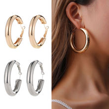 50mm Diameter Wide Alloy Punk Hoop Earrings Fashion Jewelry Statement Earrings For Women Brincos Wholesale Gift 2024 - buy cheap