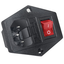 Tomada fonte de alimentação vermelha iec320 c14, plugue conector de interruptor fundido 10a 250v