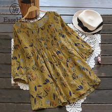 EaseHut 5XL Plus Size Cotton Women Blouse Vintage Floral Print Mori Girl Spring Summer Loose Casual Female Tops and Shirts 2024 - buy cheap