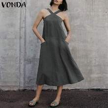 VONDA Fashion Women Summer Dress 2019 Sexy Spaghetti Strap Sleeveless Long Party Dresses Casual Loose Plus Size Vestidos 2024 - buy cheap