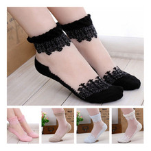 Women Summer Lace Socks Beautiful Girl Short Socks Transparent Elastic Invisible Ankle 2024 - buy cheap