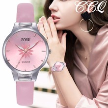 Relógio feminino com flores, relógio de pulso de couro com pulseira analógica de quartzo, ccq, de marca, imperdível 2024 - compre barato