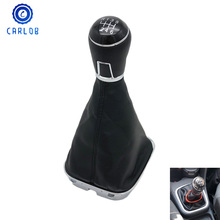 Car Styling 5 / 6 Speed Gear Stick Shift Knob Lever Leather Boot Cover Case Handle For VW Volkswagen Polo 6C 2015 2016 2017 2018 2024 - buy cheap