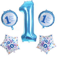 New 5Pcs Happy Age 1st Birthday Number Helium Foil Balloon Baby Party Decor Boy Girl 2024 - buy cheap
